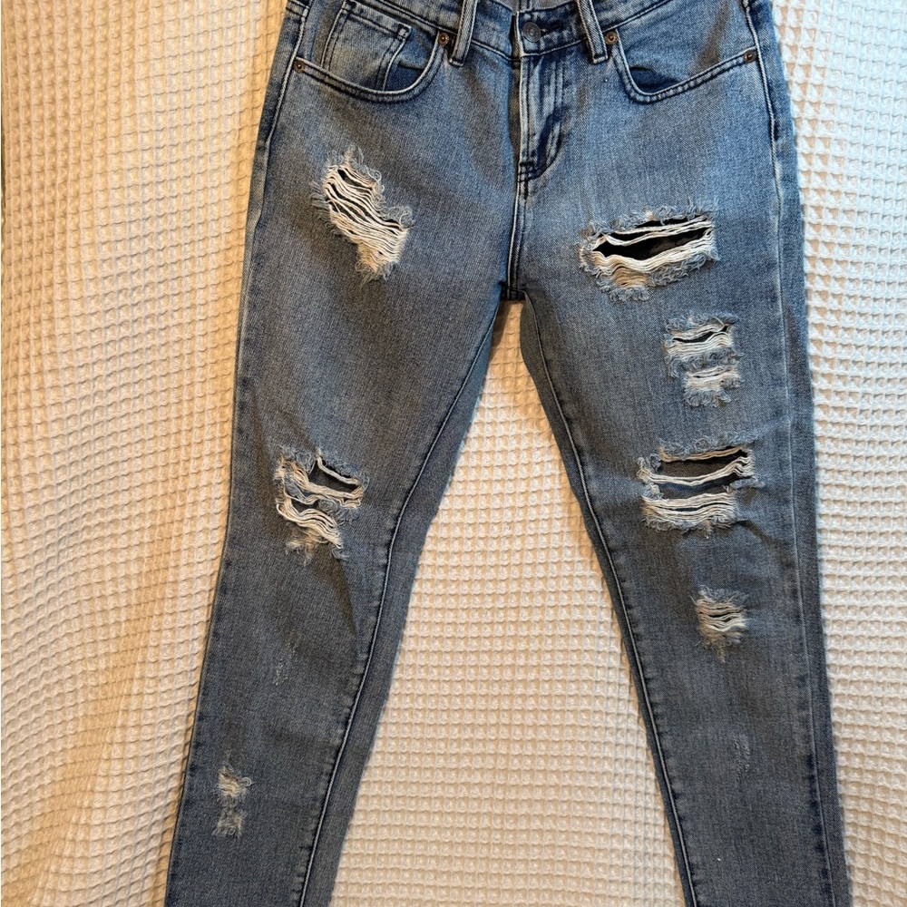 Brandy Melville Ripped Gray Skinny Jeans - Size 26